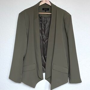 Quince Stretch Crepe Open Blazer Olive Green XL Minimalist Preppy Classic